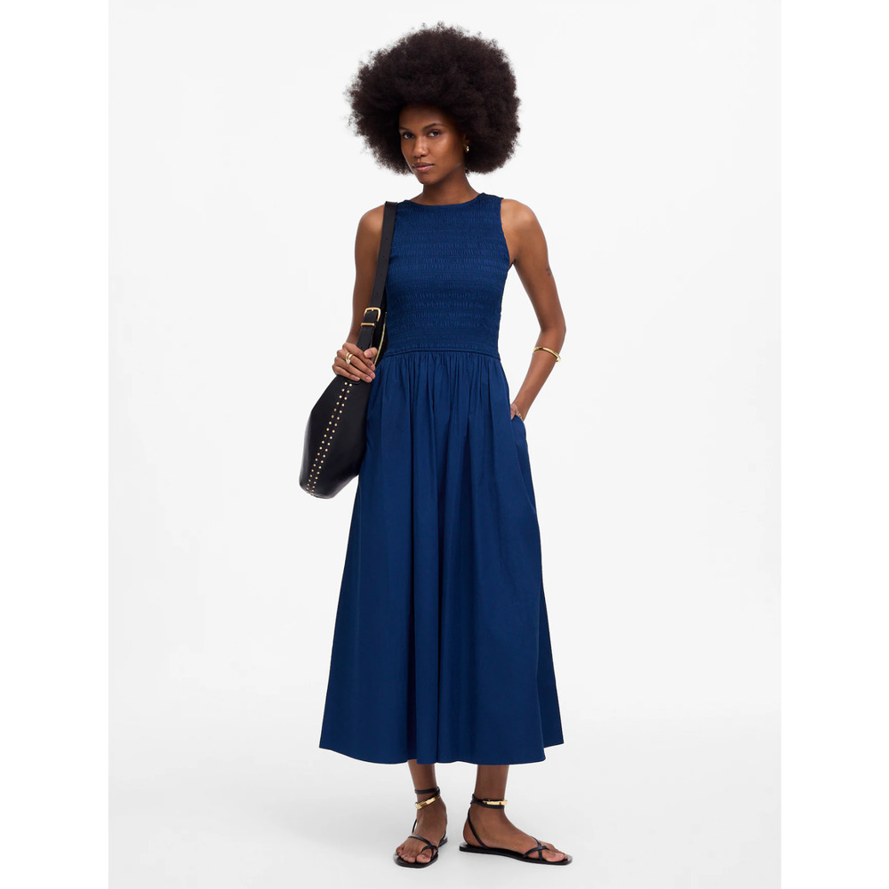 Madewell Navy Blue Sleeveless Midi Dress